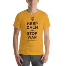 Mustard / XS Keep Calm and Stop War (Support Ukraine) Black Print Short-Sleeve Unisex T-Shirt by Design Express