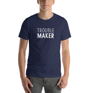 Navy / XS Trouble Maker Unisex Funny T-Shirt by Design Express