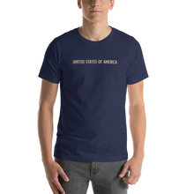 Navy / XS United States Of America Eagle Illustration Gold Reverse Backside Short-Sleeve Unisex T-Shirt by Design Express