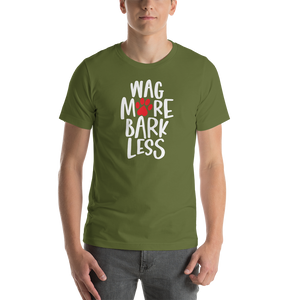 Olive / S Wag More Bark Less (Dog lover) Funny Unisex T-Shirt by Design Express