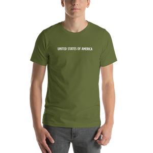 Olive / S United States Of America Eagle Illustration Reverse Backside Short-Sleeve Unisex T-Shirt by Design Express