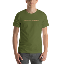 Olive / S United States Of America Eagle Illustration Gold Reverse Backside Short-Sleeve Unisex T-Shirt by Design Express