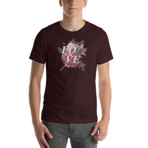 Oxblood Black / S Love Flower Short-Sleeve Unisex T-Shirt by Design Express