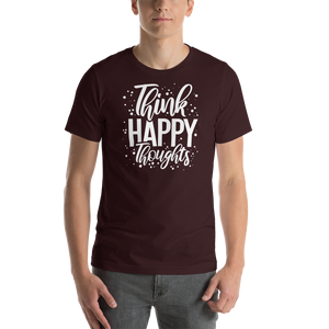 Oxblood Black / S Think Happy Thoughts Short-Sleeve Unisex T-Shirt by Design Express