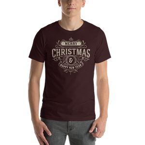 Oxblood Black / S Merry Christmas & Happy New Year Unisex T-Shirt by Design Express