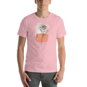 Pink / S Soft Flower Line Short-Sleeve Unisex T-Shirt by Design Express