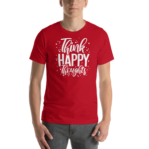 Red / XS Think Happy Thoughts Short-Sleeve Unisex T-Shirt by Design Express