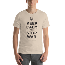 Soft Cream / XS Keep Calm and Stop War (Support Ukraine) Black Print Short-Sleeve Unisex T-Shirt by Design Express