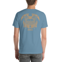 United States Of America Eagle Illustration Gold Reverse Backside Short-Sleeve Unisex T-Shirt by Design Express