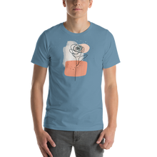 Steel Blue / S Soft Flower Line Short-Sleeve Unisex T-Shirt by Design Express