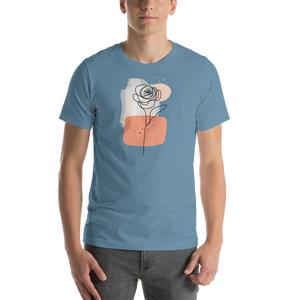 Steel Blue / S Soft Flower Line Short-Sleeve Unisex T-Shirt by Design Express