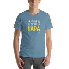 Steel Blue / S Happiness is being a Papa Funny T-Shirt by Design Express