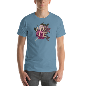 Steel Blue / S Love Flower Short-Sleeve Unisex T-Shirt by Design Express