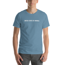 Steel Blue / S United States Of America Eagle Illustration Reverse Backside Short-Sleeve Unisex T-Shirt by Design Express