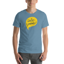 Steel Blue / S Hello Summer Yellow Unisex T-Shirt by Design Express