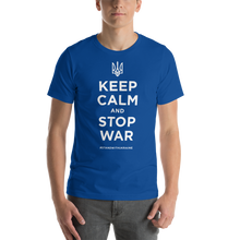 True Royal / S Keep Calm and Stop War (Support Ukraine) White Print Short-Sleeve Unisex T-Shirt by Design Express