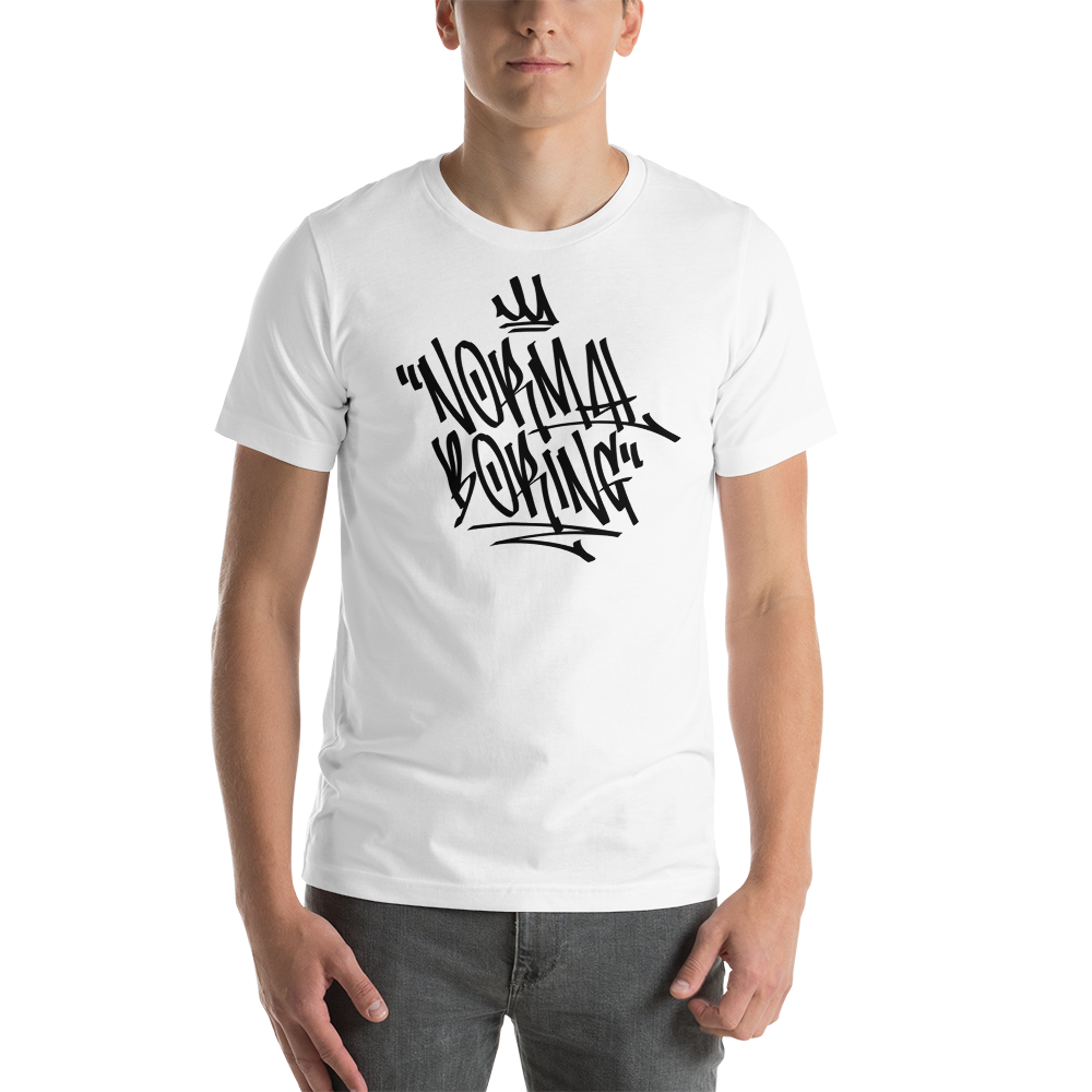 XS Normal is Boring Graffiti (motivation) Short-Sleeve Unisex White T-Shirt by Design Express