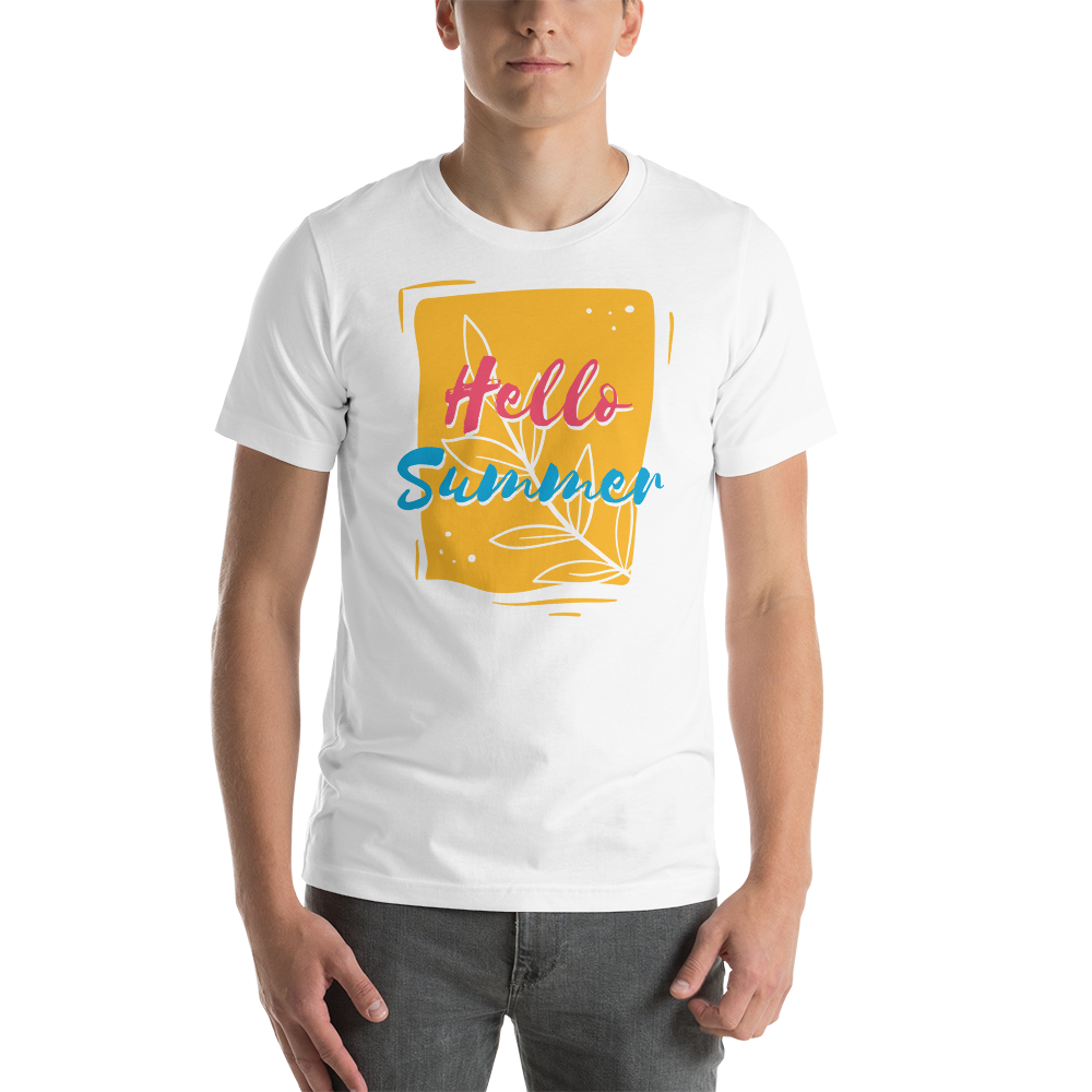 White / XS Hello Summer Short-Sleeve Unisex T-Shirt by Design Express