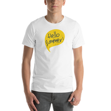 White / XS Hello Summer Yellow Unisex T-Shirt by Design Express