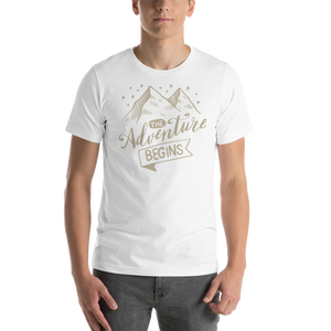 White / XS The Adventure Begins Unisex T-Shirt by Design Express