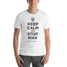 White / XS Keep Calm and Stop War (Support Ukraine) Black Print Short-Sleeve Unisex T-Shirt by Design Express
