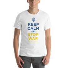 White / XS Keep Calm and Stop War (Support Ukraine) Blue Yellow Short-Sleeve Unisex T-Shirt by Design Express