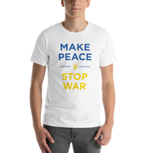 White / XS Make Peace Stop War (Support Ukraine) Blue Yellow Print Short-Sleeve Unisex T-Shirt by Design Express