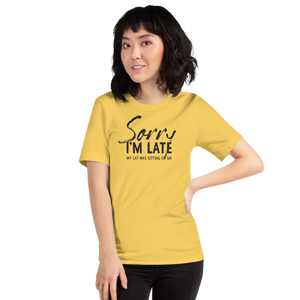 Yellow / S Sorry I'm Late Funny Light T-Shirt by Design Express