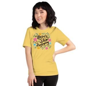 Yellow / S Never Stop Dreaming Short-Sleeve Unisex T-Shirt by Design Express