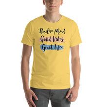 Yellow / S Positive Mind, Good Vibes, Great Life Short-Sleeve Unisex T-Shirt by Design Express