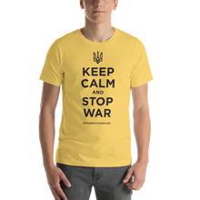 Yellow / S Keep Calm and Stop War (Support Ukraine) Black Print Short-Sleeve Unisex T-Shirt by Design Express
